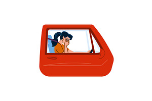 Tired woman driver feeling sleepy, a Transportation Illustration by pikepicture