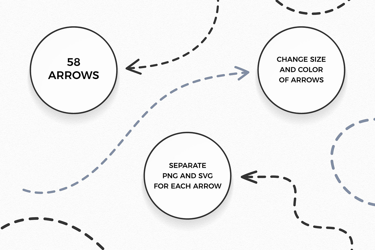 Dashed Arrows – 58 Vector Elements, an Illustration by PixMarket (Photo 3 of 3)