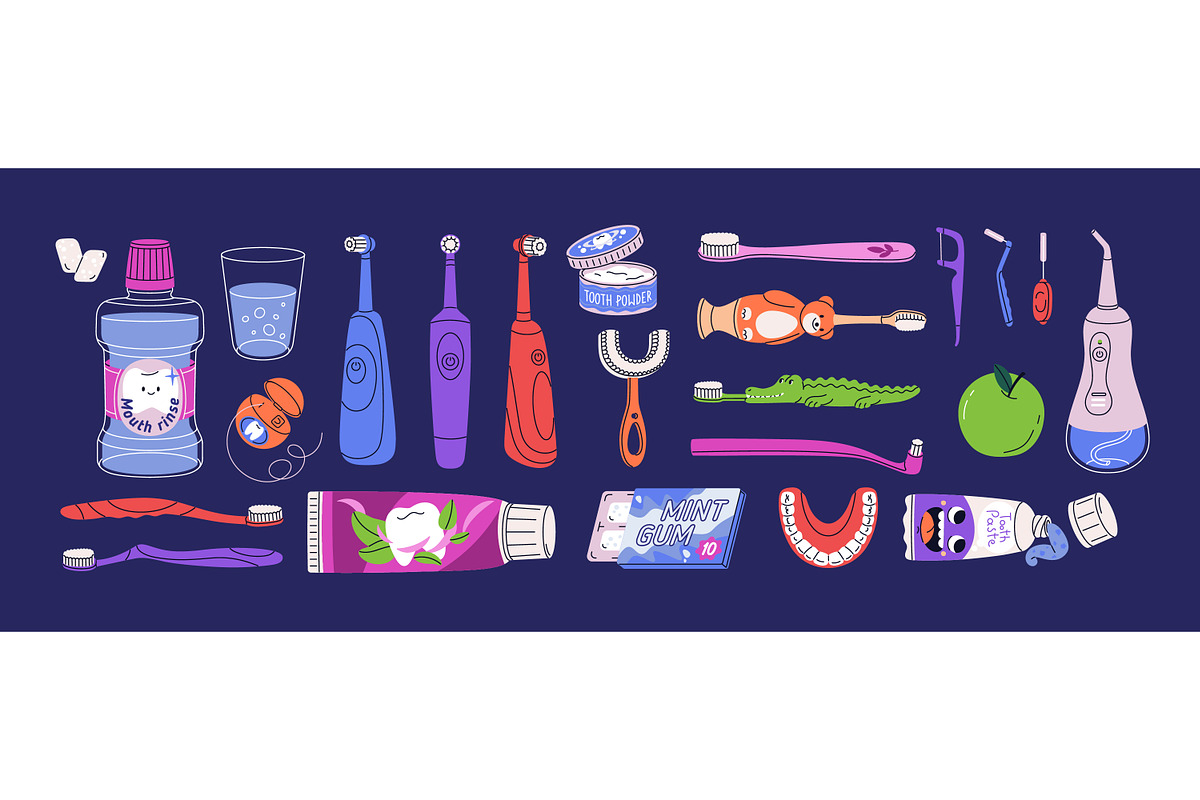 Dental oral hygiene tools set, cards, a Healthcare Illustration by Good Studio (Photo 4 of 7)