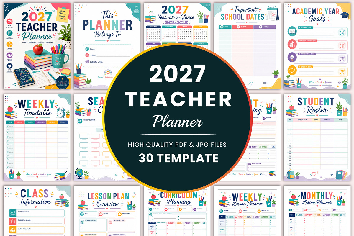 2027 Teacher Planner, a Stationery Template by Shumaya (Photo 1 of 5)
