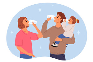 Young family with small child drink, a Person Illustration by Vectorbuum