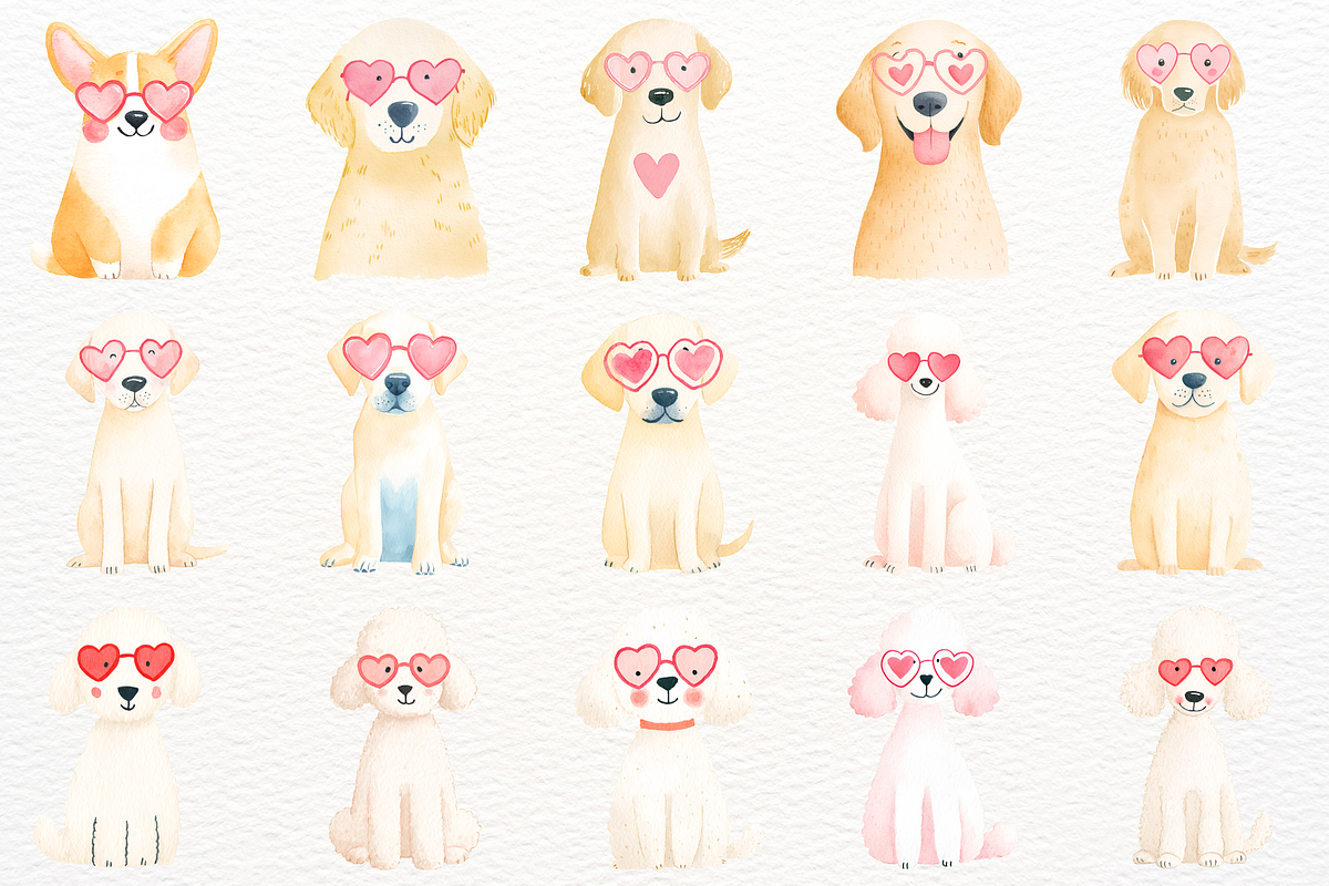 Valentine's Day Dogs Clipart PNG, an Animal Illustration by SugarCloudStudioArt (Photo 2 of 10)