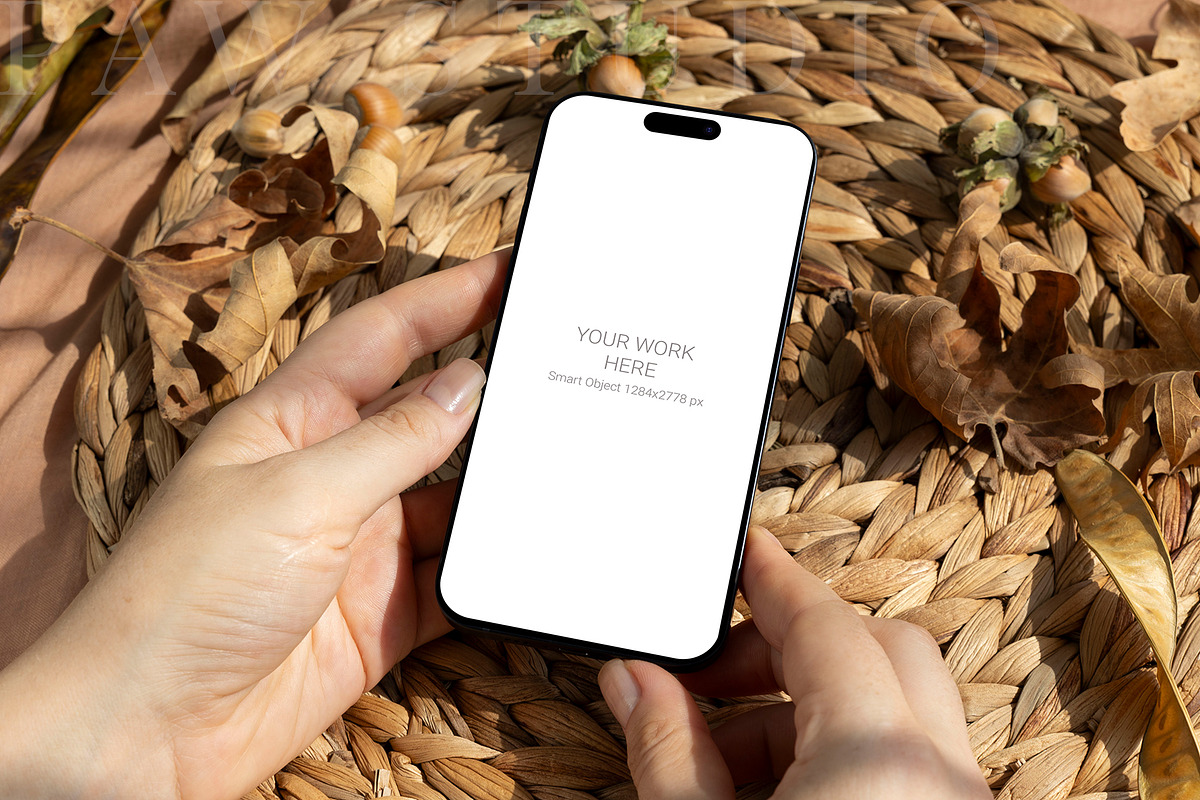 Autumn Device Mockup Phone fall2, an iPhone Mockup by PawMockups (Photo 2 of 10)