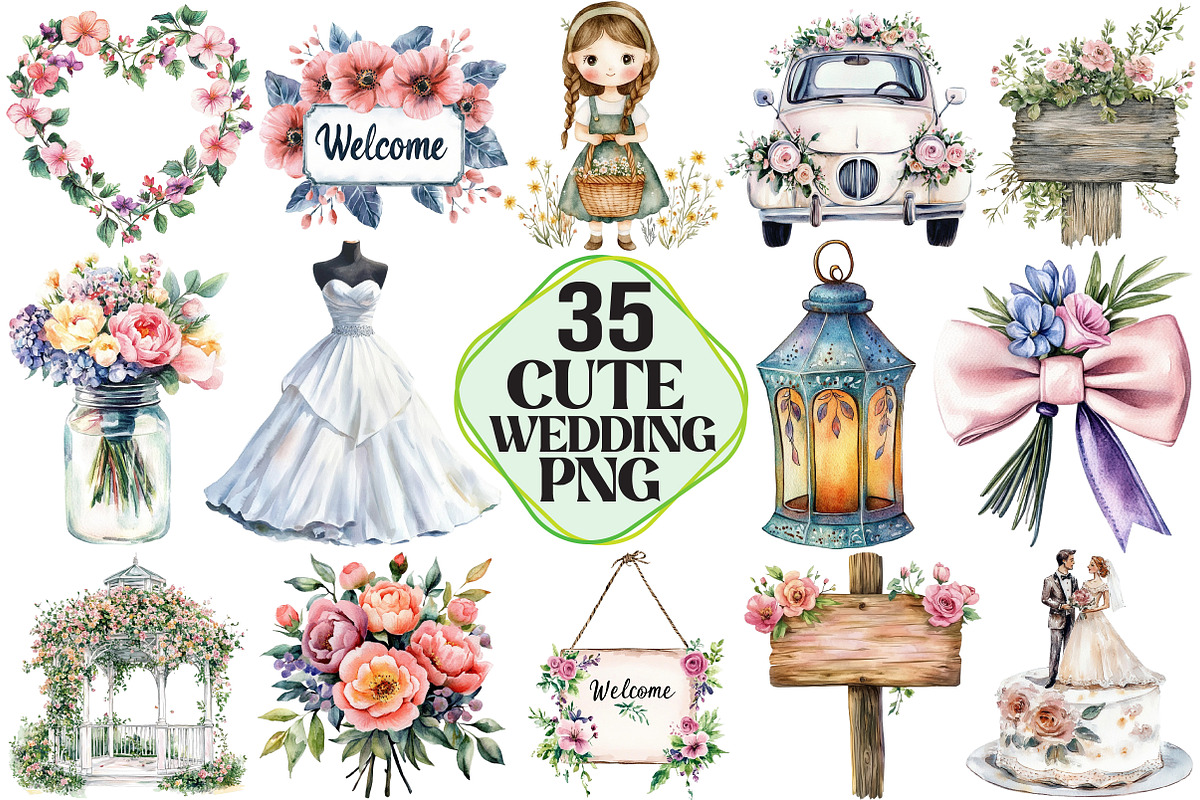 Cute Wedding Clipart, an Illustration by Pixels.Craft (Photo 1 of 7)