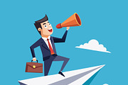 Businessman briefcase paper airplane, a Person Illustration by SouravDesign (Thumbnail 2 of 3)