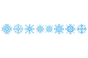 Pixel snowflakes. Christmas winter, an Object Illustration by YummyBuum