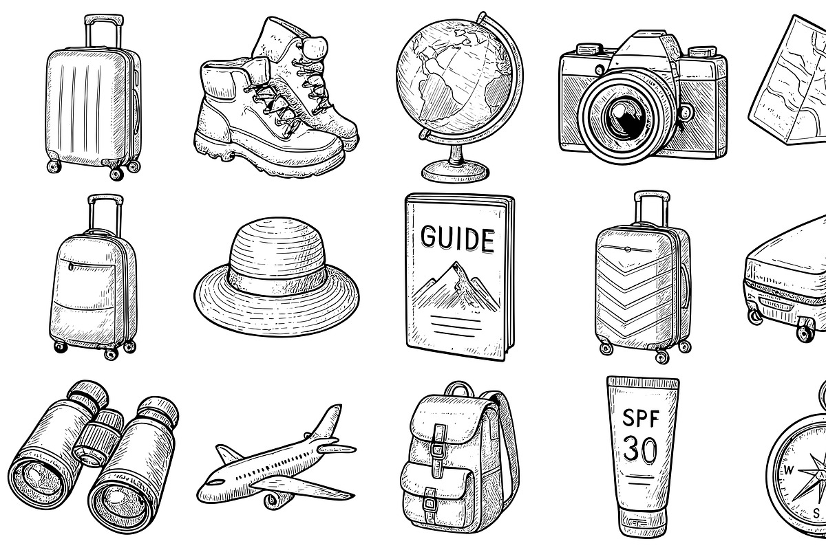 Vintage  Travel Essentials, an Object Graphic by nikagraphic