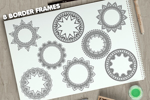 Set Seamless Mehndi Borders