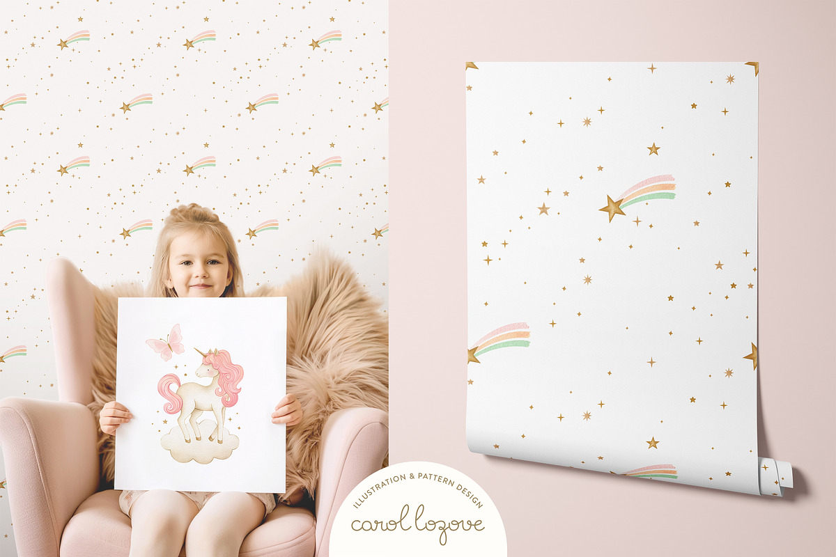 Watercolor Magic Rainbow Unicorn Set, a Decorative Illustration by Carol Lozove (Photo 69 of 74)