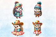 Watercolor Cute Hedgehog Clipart, a Seasonal Illustration by Rose Art (Thumbnail 3 of 7)