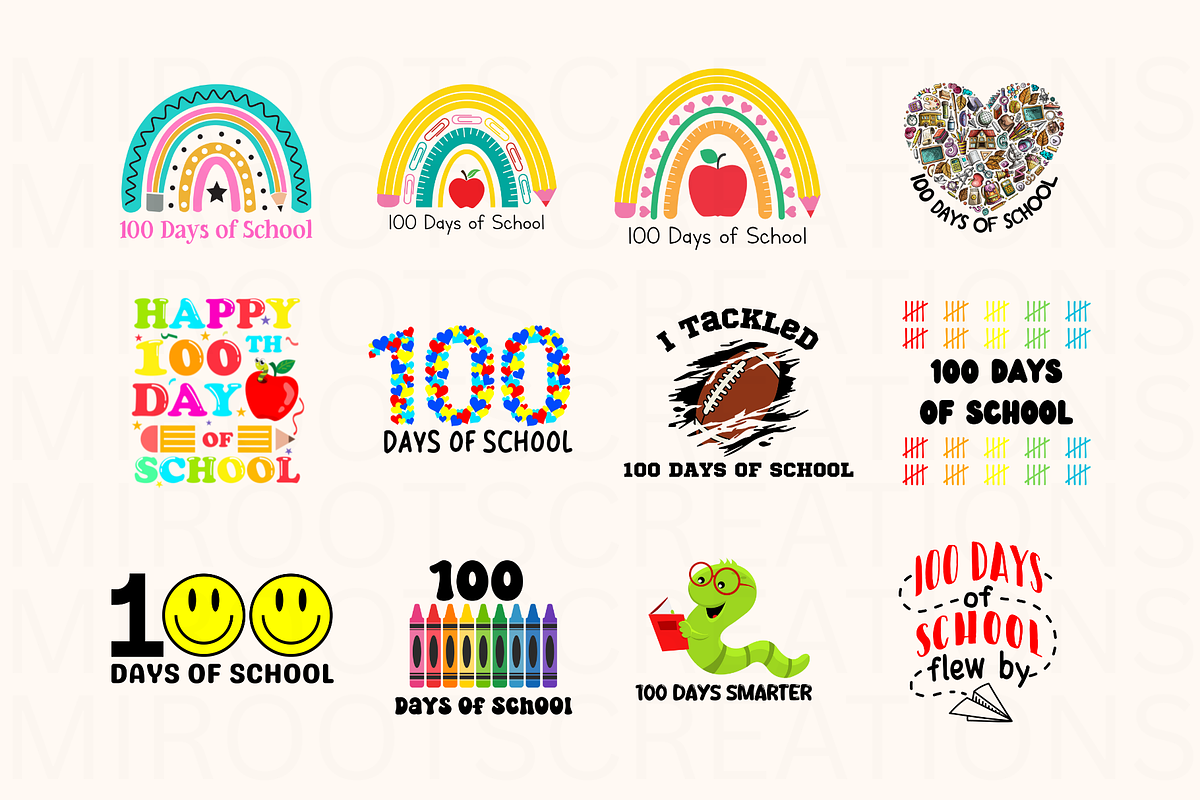 100 Days of School PNG Bundle, an Object Graphic by MIRoots Design Studio (Photo 3 of 5)