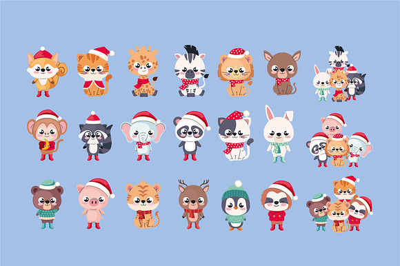 Animals Christmas Illustration Set preview 4
