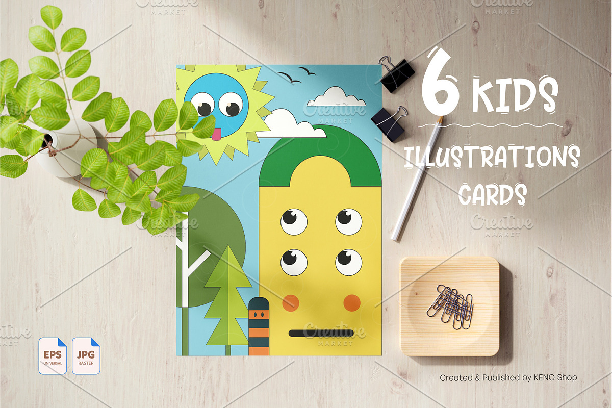 Cute Kids illustration posters. Art., a Decorative Illustration by KENO Mascots (Photo 3 of 5)