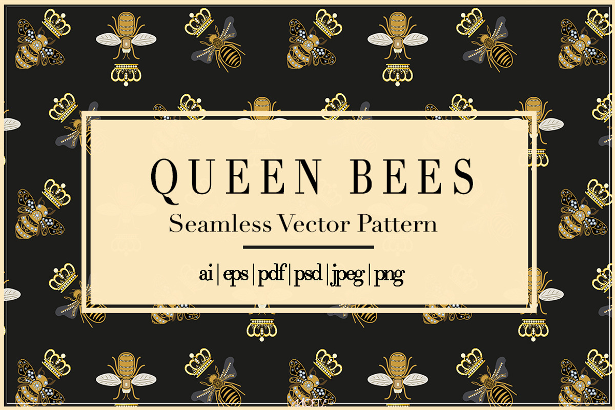 Queen Bees | Vector Pattern, a Pattern Graphic by AALofts Design (Photo 1 of 7)