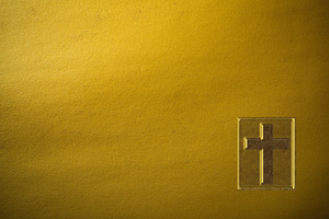 Glass Cross on Yellow Textured Background, a Holiday Photo by Davizro's Market