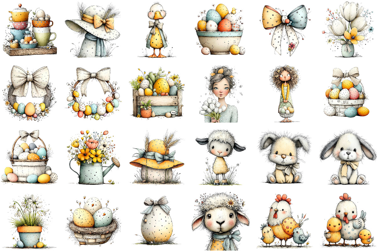 Watercolor Rustic Easter Clipart, an Illustration by Sublimation Artist (Photo 3 of 7)