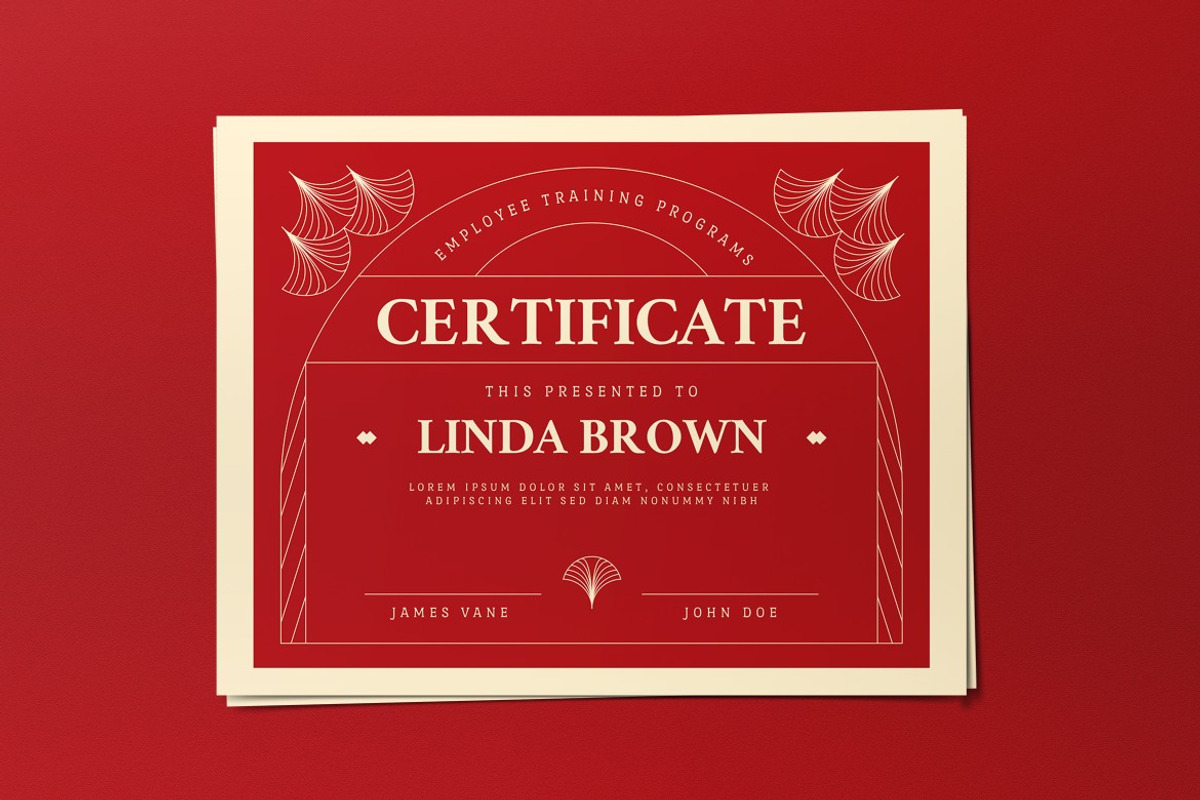 Red Vintage Design Certificate, a Print Template by graphicook (Photo 3 of 3)