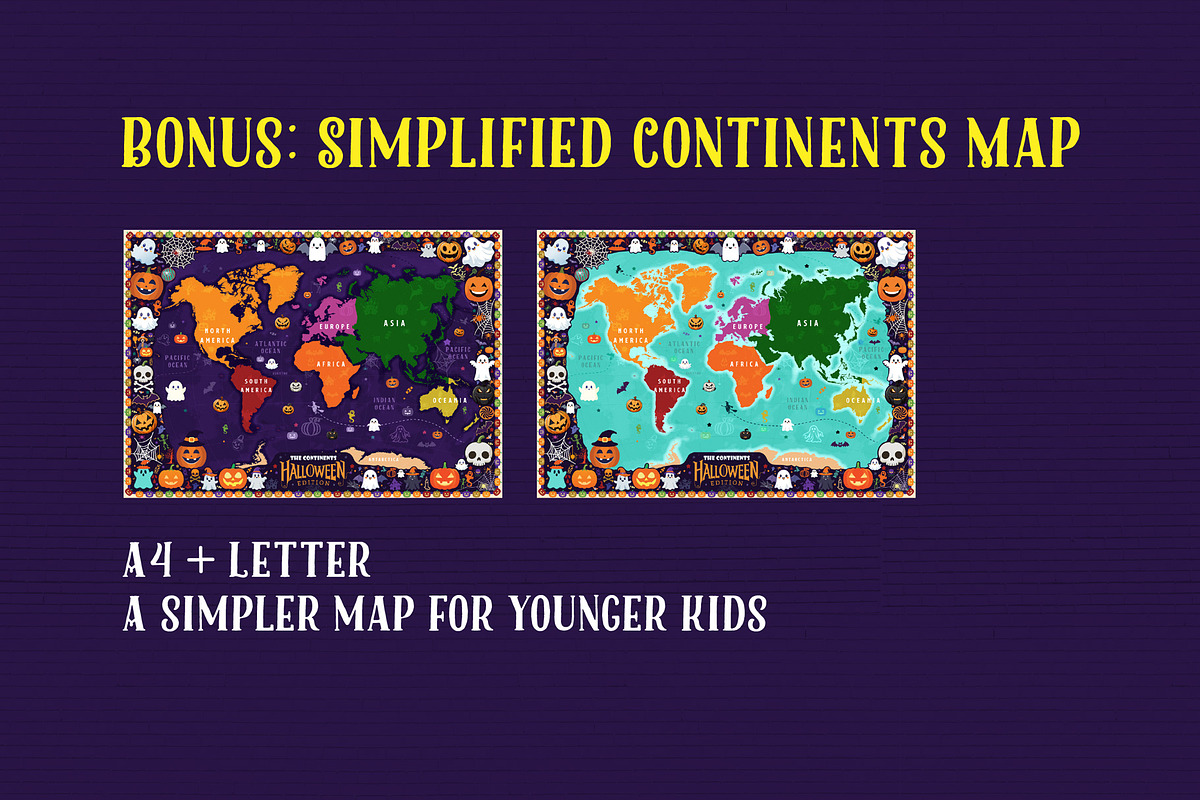 Halloween World Map Printable Bundle, a Wallpaper Graphic by AdrianDragne (Photo 9 of 11)