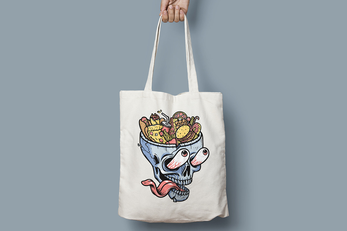 lots of food on top of the skull, an Illustration by gunaonedesign (Photo 4 of 4)