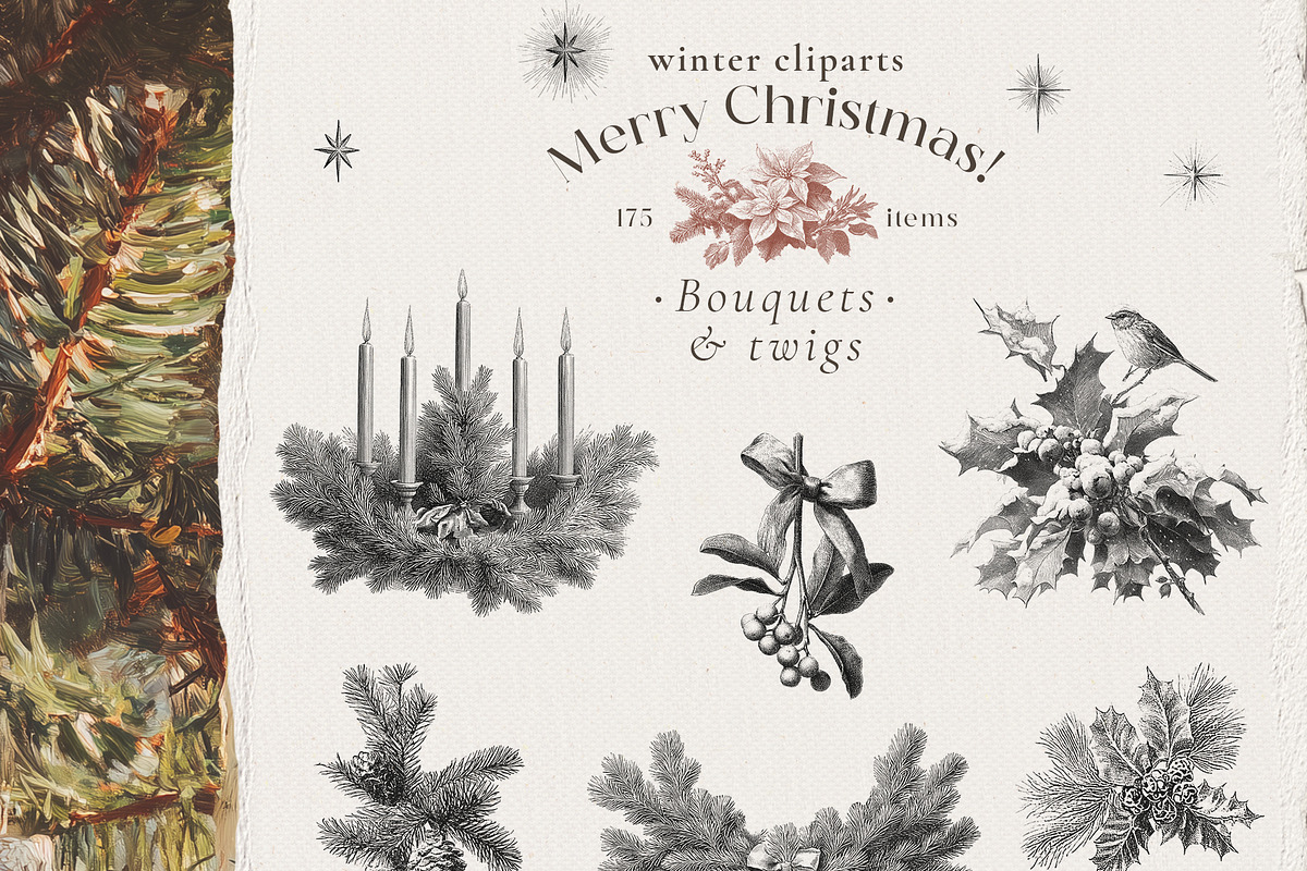 Merry Christmas! Vintage winter set, a Seasonal Illustration by Pamyatka Shop (Photo 7 of 20)