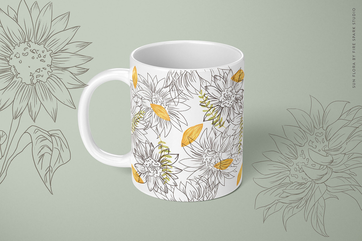 Sunflower Watercolor Illustrations, an Illustration by Fire Spark Studio (Photo 10 of 10)