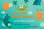 Hand-drawn cartoon MONSTERS bundle, an Illustration by Pxlhead (Thumbnail 2 of 9)