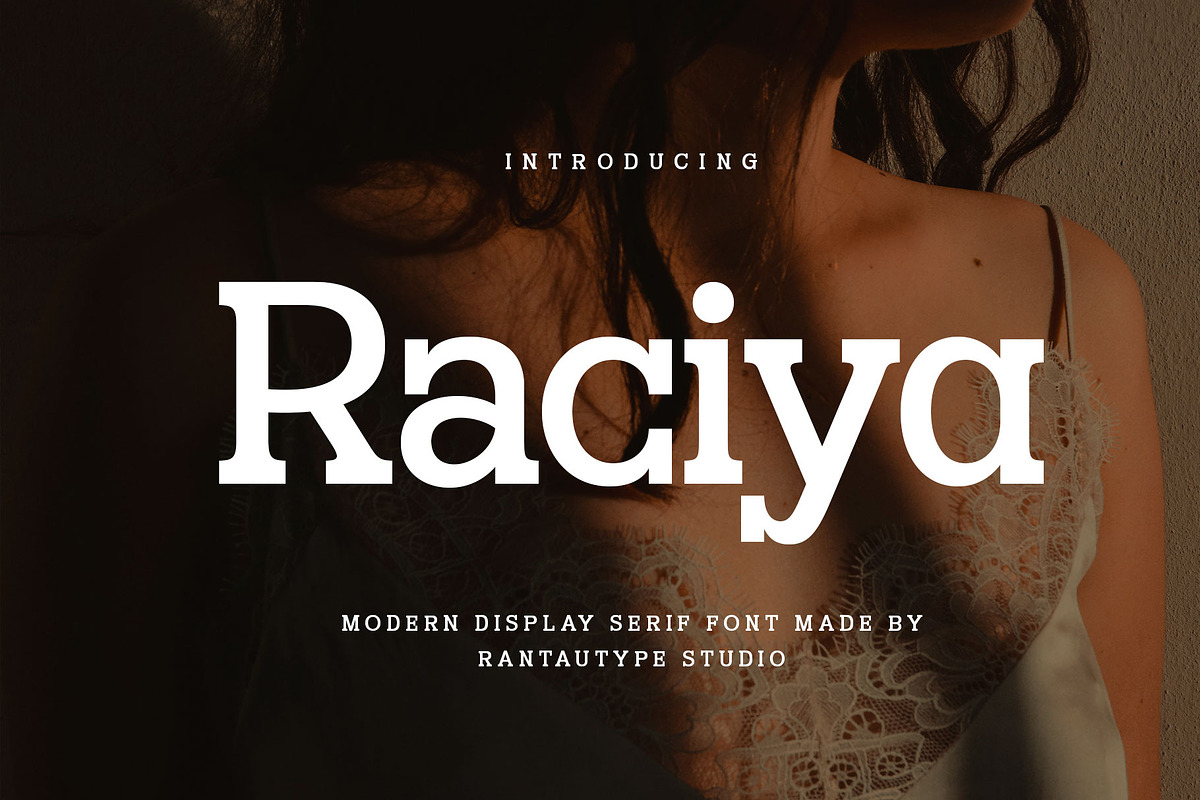 Raciya Modern Display Serif Font, a Serif Font by RantautypeStudio (Photo 1 of 15)