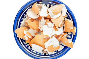 Pile of broken eggshell in bowl, a Food & Drink Photo by BOOCYS
