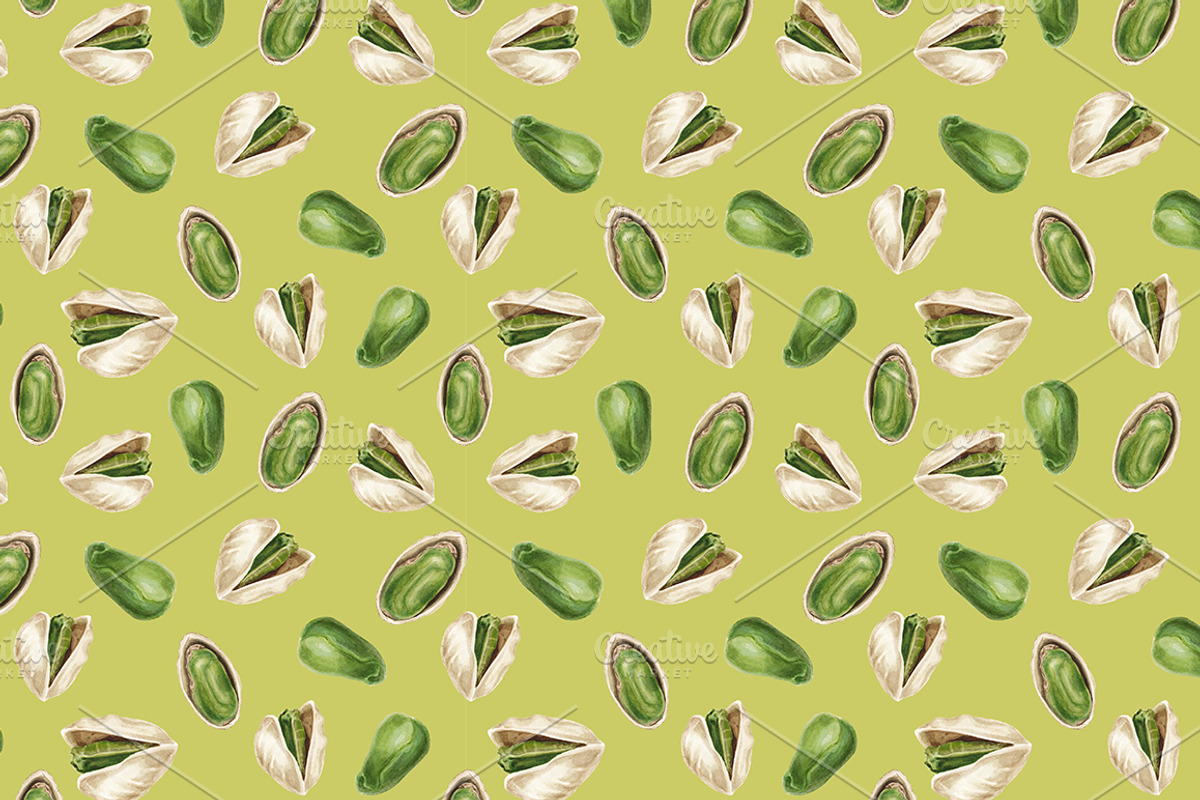 Watercolor pistachio delicious set, a Pattern Graphic by lenavetka87 (Photo 3 of 3)