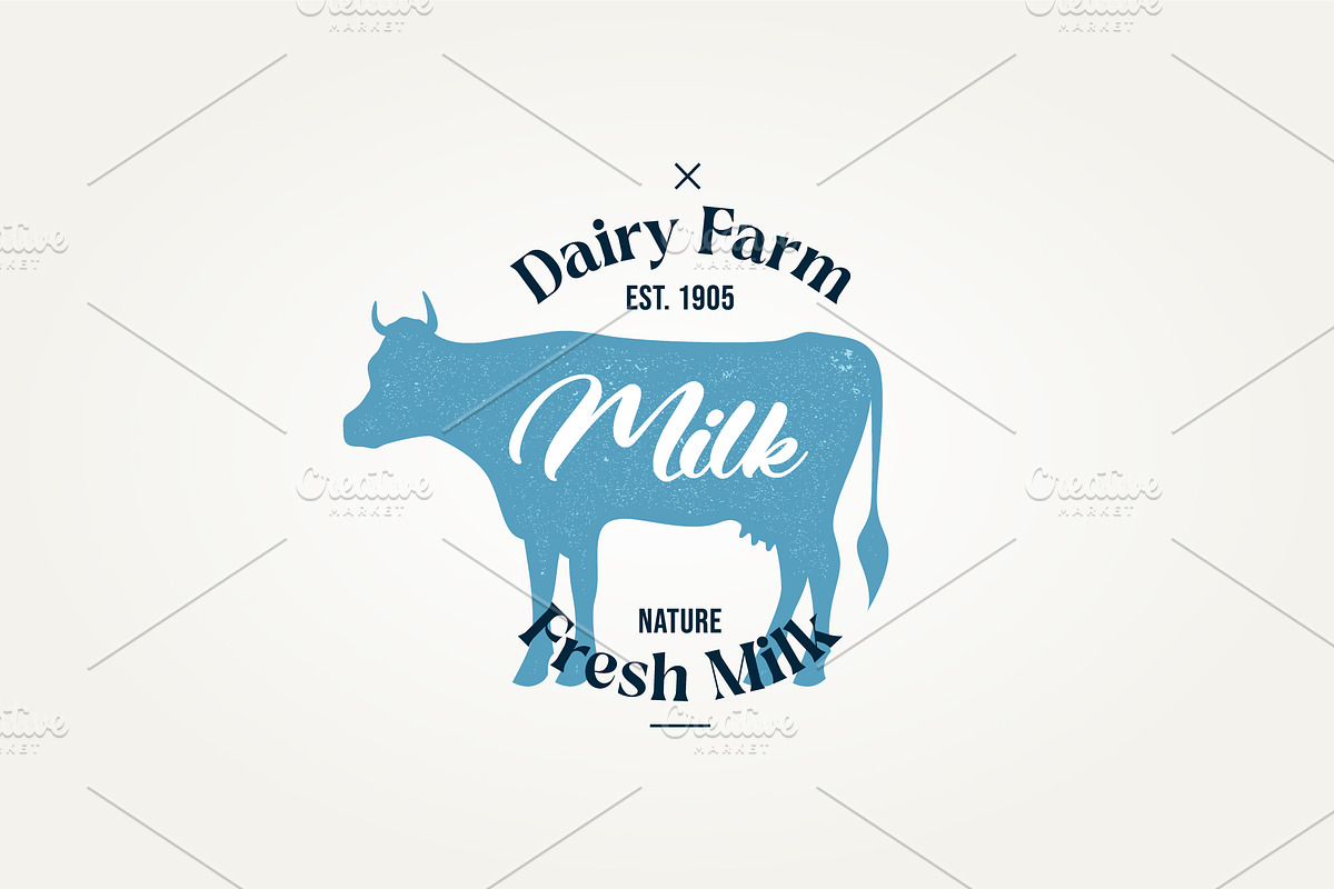 vintage dairy farm fresh milk logo, a Branding & Logo Template by Blazybone