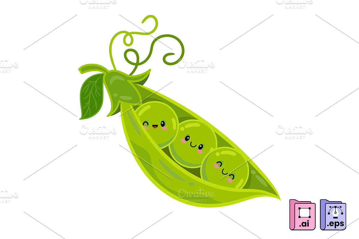 Peas in a Pod Cartoon, a Food Illustration by MISS CHATZ (Photo 1 of 3)