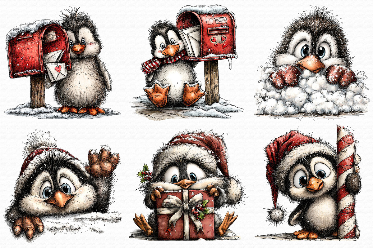 Christmas Peeking Penguin Clipart, an Illustration by Libby Wishes (Photo 7 of 7)