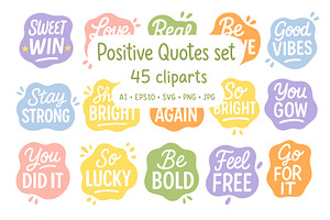 Positive Quotes Set, a Decorative Illustration by ananastya
