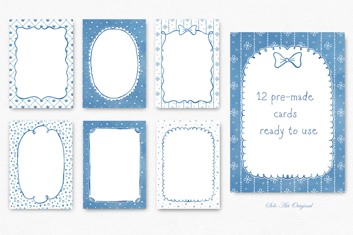 Watercolor Blue Frames Borders, an Object Graphic by Solo Art Original (Photo 8 of 15)