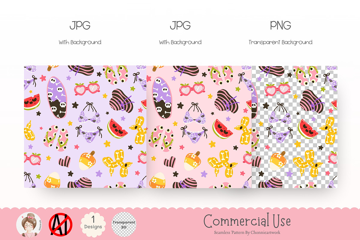 Summerween Seamless Pattern, a Pattern Graphic by Chonnieartwork (Photo 3 of 5)