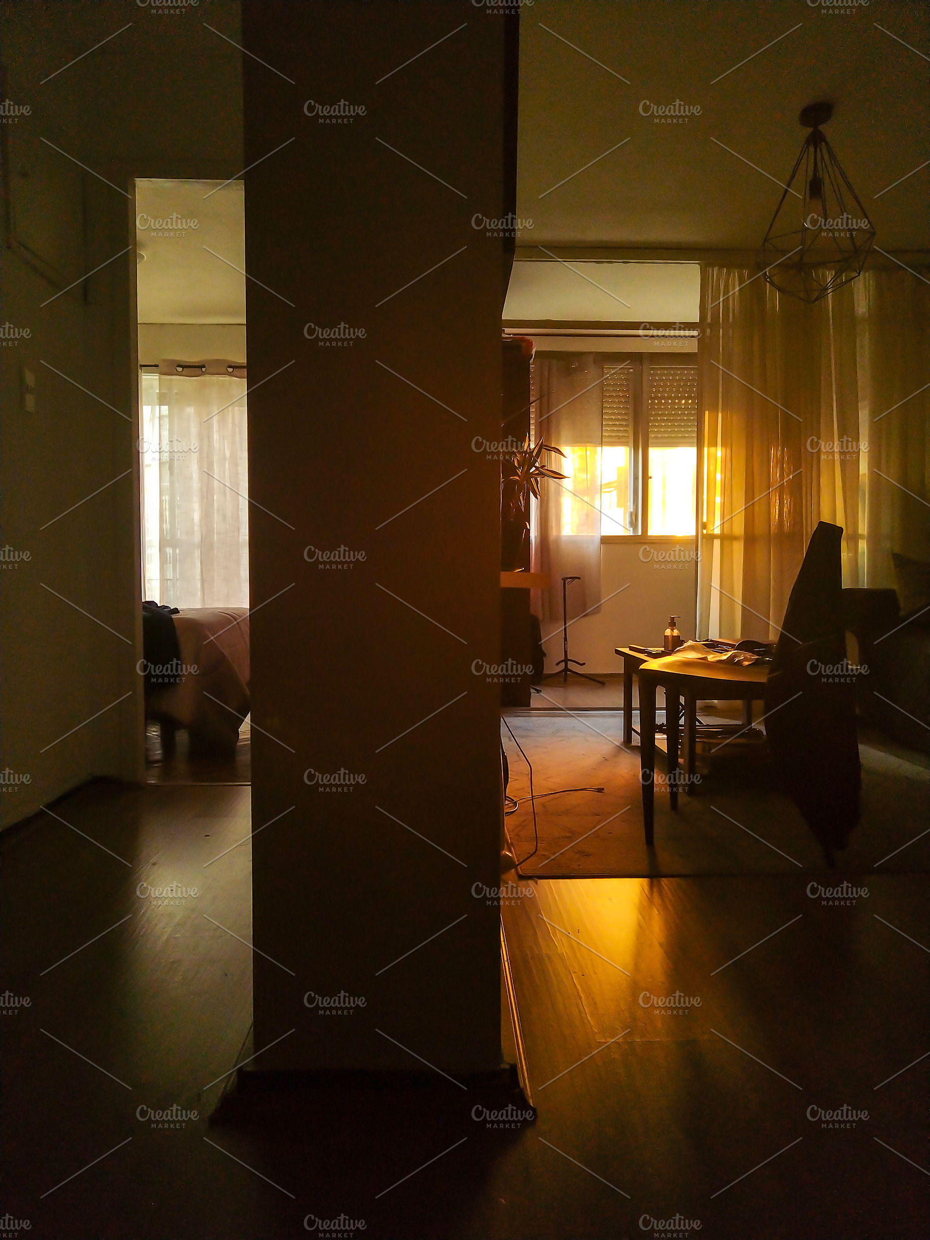 Golden hour backlit modern apartment with moody atmosphere, an Architecture Photo by DanFLCreativo