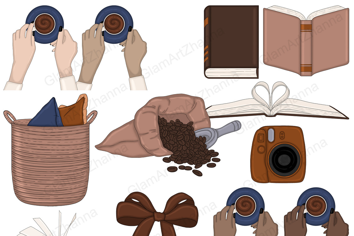 Books And Coffee Clipart, a Food Illustration by GlamArtZhanna (Photo 4 of 7)