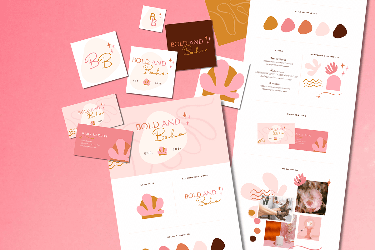 Boho logo design, Canva Branding Kit, a Branding & Logo Template by Kurly Creative (Photo 7 of 12)