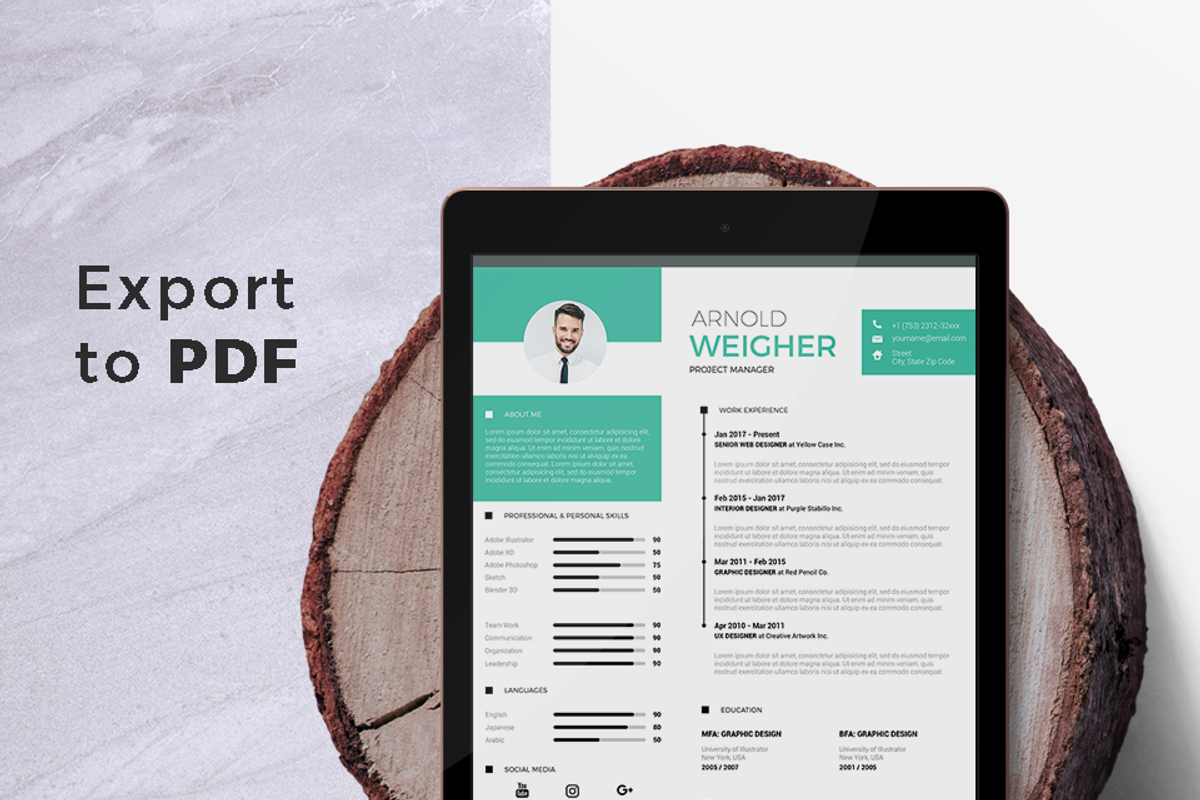 Modern Resume & CV Template, a Resume Template by Hito Graphic (Photo 6 of 8)