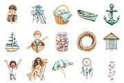 Boho Beach Clipart Coastal Kids, an Illustration by Design Market (Thumbnail 3 of 4)