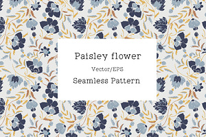 Paisley Flower Seamless Pattern