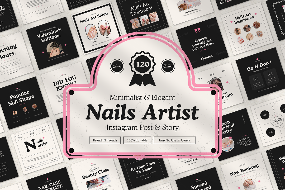 120 Nail Salon Instagram Template, a Social Media Template by Branding Victory STD (Photo 1 of 10)