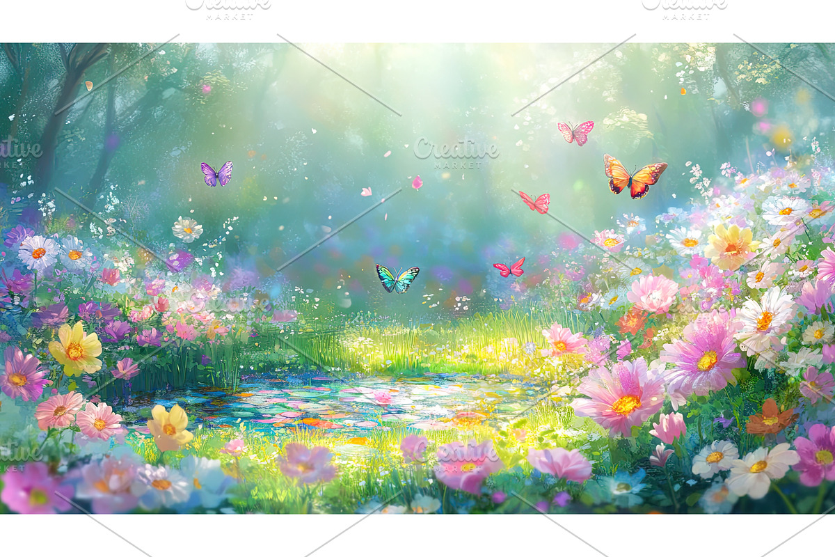 Enchanting garden with butterflies, an Object Illustration by Lermont51