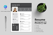 Professional Resume CV Template, a Resume Template by Blackcloud_Creations (Thumbnail 1 of 8)