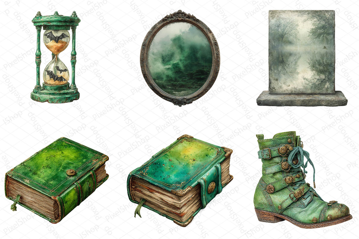Antique Green Halloween Clipart, an Illustration by DreamPrint404 (Photo 5 of 5)