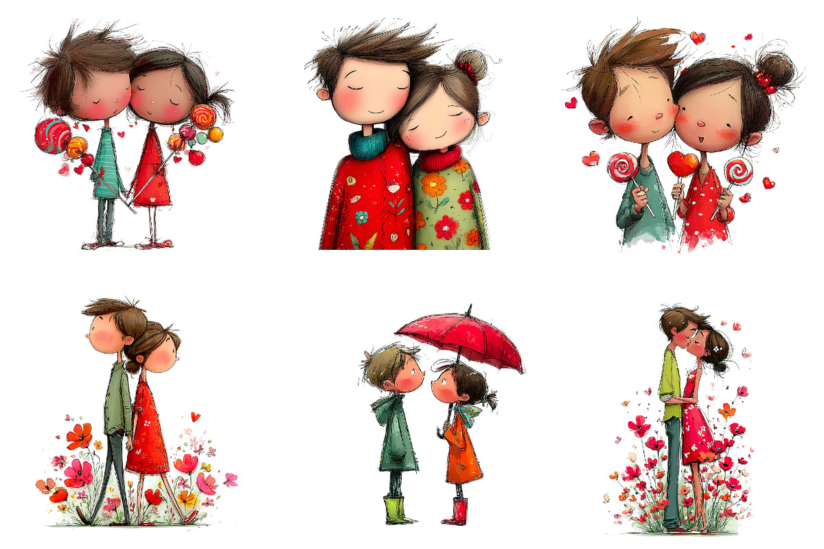 watercolor valentine couple clipart, an Illustration by CreationArt (Photo 6 of 6)