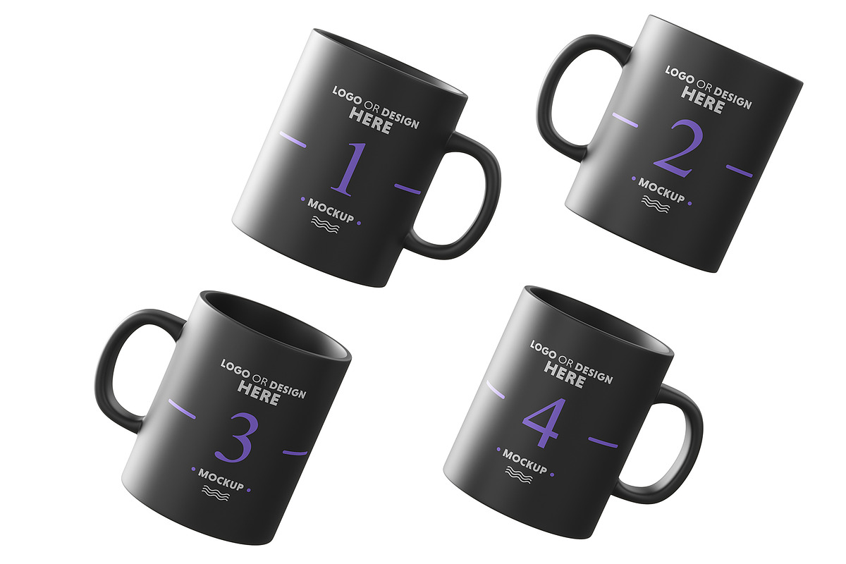 Black Ceramic Mugs Mock-up, a Cups & Container Mockup by imonedesign
