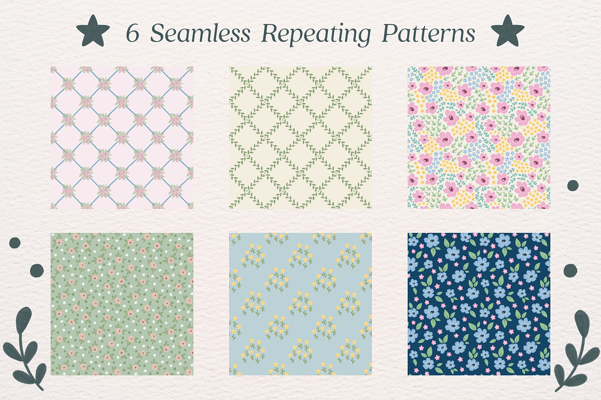 The Floral Mix 01- Seamless Patterns, a Pattern Graphic by Arts And Aura (Photo 3 of 12)