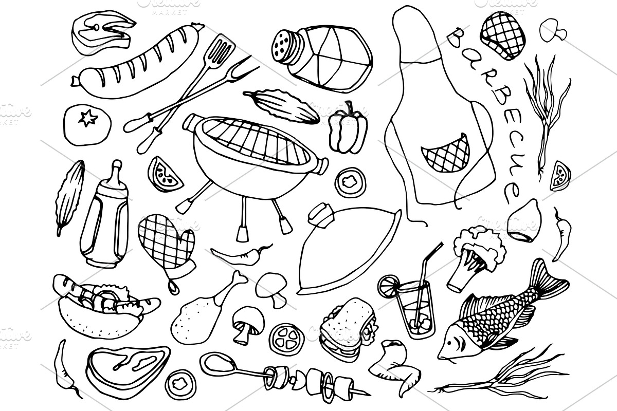 Doodle vector barbecue, a Decorative Illustration by Netkoff