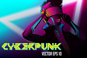Cyberpunk Girl vector illustration, a Technology Illustration by VioSilent (Thumbnail 1 of 2)